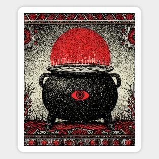 Witch's Cauldron Tarot Card | Wiccan All-Seeing Eye Spell Magnet